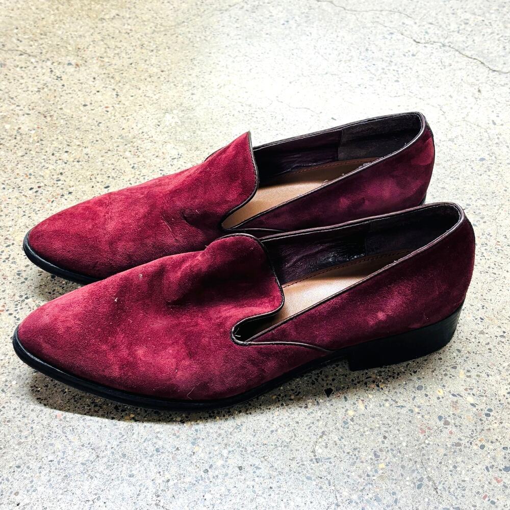 DONALD J PLINER GALIA SZ 8 MENS RED LOAFERS SUEDE LEATHER DESIGNER